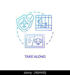 Take pets along for travel blue gradient concept icon Stock Vector