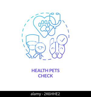 Health pets check blue gradient concept icon Stock Vector