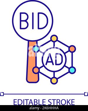 Ad bidding RGB color icon Stock Vector