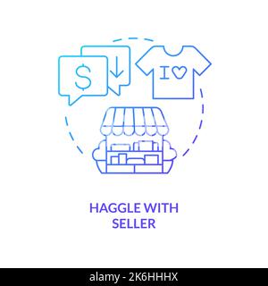 Haggle with seller blue gradient concept icon Stock Vector