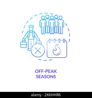Off-peak seasons travel blue gradient concept icon Stock Vector