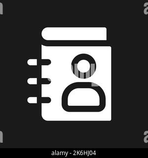 Contact list pixel dark mode glyph ui icon Stock Vector