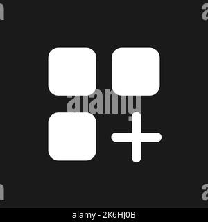Menu with add option pixel dark mode glyph ui icon Stock Vector