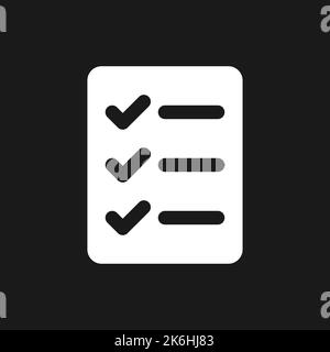 Checklist of completed tasks pixel dark mode glyph ui icon Stock Vector
