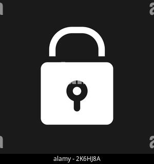 Padlock pixel dark mode glyph ui icon Stock Vector