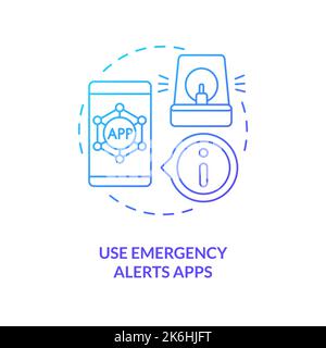 Use emergency alerts apps blue gradient concept icon Stock Vector
