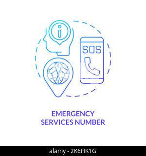 Emergency services number blue gradient concept icon Stock Vector