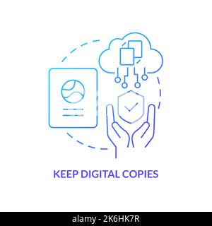 Keep digital copies blue gradient concept icon Stock Vector