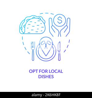 Opt for local dishes blue gradient concept icon Stock Vector