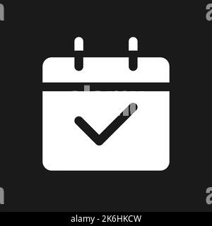 Calendar pixel dark mode glyph ui icon Stock Vector