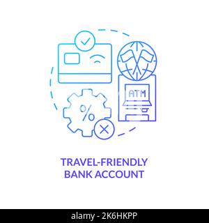 Travel-friendly bank account blue gradient concept icon Stock Vector