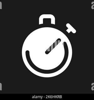 Stop watch dark mode glyph ui icon Stock Vector