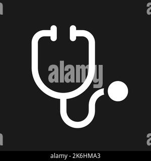 Stethoscope dark mode glyph ui icon Stock Vector