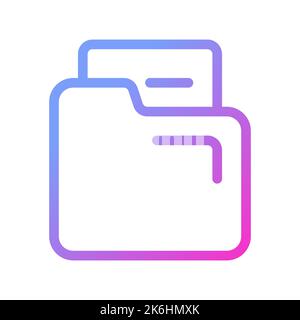 Document in folder pixel perfect gradient linear ui icon Stock Vector