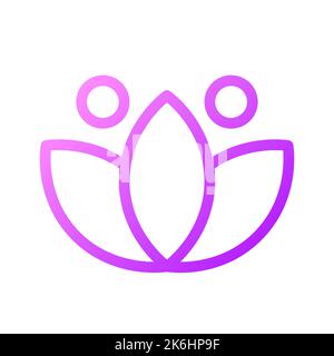 Lotus pixel perfect gradient linear ui icon Stock Vector
