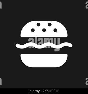 Burger dark mode glyph ui icon Stock Vector