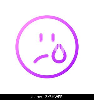 Crying emoji pixel perfect gradient linear ui icon Stock Vector