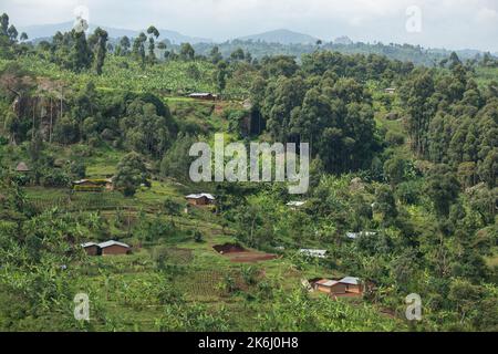 Beautiful villages and farmland on Mount Elgon in Easter Uganda, East Africa Stock Photo