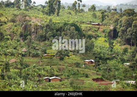 Beautiful villages and farmland on Mount Elgon in Easter Uganda, East Africa Stock Photo