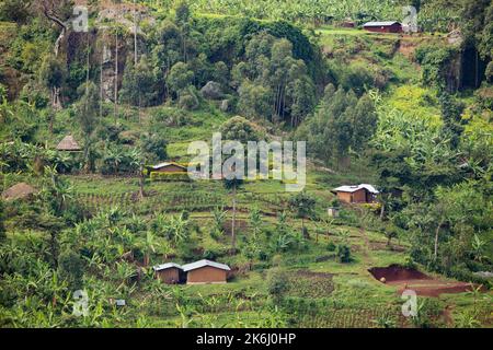 Beautiful villages and farmland on Mount Elgon in Easter Uganda, East Africa Stock Photo