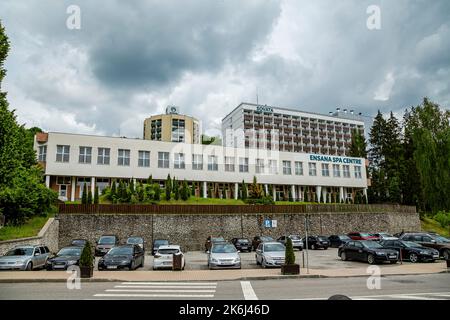 SOVATA,  MURES, ROMANIA – MAY 29, 2021:  View of  Ensana Spa Center located in central zone in  Sovata resort,  Transylvania,  Romania. Stock Photo