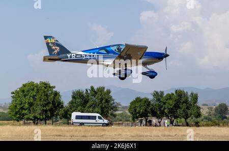 Stanesti, Gorj, Romania – August 27, 2022: Sports light aircraft at the aviation rally, Stanesti aerodrome, Gorj, Romania Stock Photo