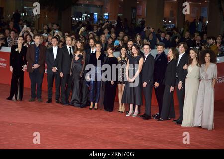 Rome, Italy. 13th Oct, 2022. ROME, ITALY - OCTOBER 13:Cast attends the 'Il Colibrì' and opening red carpet during the 17th Rome Film Festival at Auditorium Parco Della Musica on October 13, 2022 in Rome, Italy. Credit: dpa/Alamy Live News Stock Photo