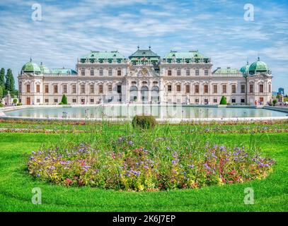 Vienna, Austria - June 2022: View with Belvedere Palace (Schloss Belvedere) built in Baroque architectural style and located in Vienna, Austria Stock Photo