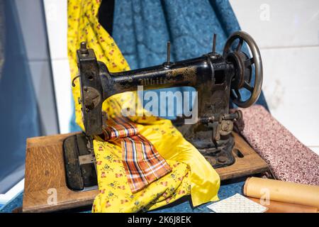 White Sewing Maching from 1890 Stock Photo