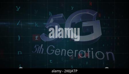 Illustration of 5g, 5th generation text, circuit board patterned ...