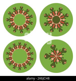 Geometric aboriginal art icon. Ethnic tribal rounded ornament. Afican, australian motiph. Dots painting. Vector illustration, template design for Stock Vector