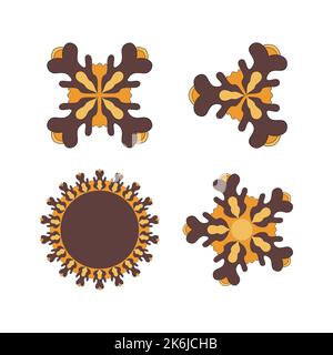 Geometric aboriginal art icon. Ethnic tribal rounded ornament. Afican, australian motiph. Dots painting. Vector illustration, template design for Stock Vector