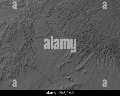 Bomet, county of Kenya. Grayscale elevation map with lakes and rivers Stock Photo