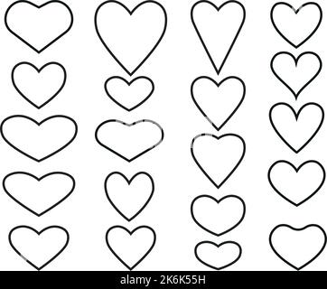 Vector set of hearts different shape. Valentine s day icon collection Stock Vector