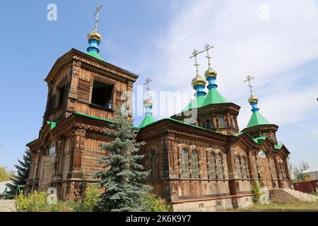 Holy Trinity Russian Orthodox Cathedral, Gagarin Street, Karakol, Issyk Kul Region, Kyrgyzstan, Central Asia Stock Photo