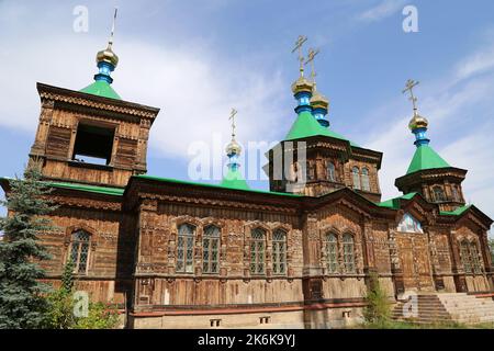 Holy Trinity Russian Orthodox Cathedral, Gagarin Street, Karakol, Issyk Kul Region, Kyrgyzstan, Central Asia Stock Photo