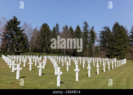 Luxembourg city, Luxembourg - March 17, 2015: Graves and memorial at the American military cemetery in Ham, Luxembourg Stock Photo