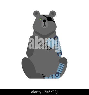 Bear Cyborg. Grizzly Robot. Technological beast predator Stock Vector