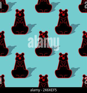 Bear with an eye patch Pattern seamless. One-eyed predator Background. crippled grizzly texture Stock Vector