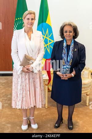 The Countess of Wessex meets the President of the Federal Democratic Republic of Ethiopia Sahle-Work Zewde at the Presidential Palace in Addis Ababa, Ethiopia. Picture date: Friday October 14, 2022. Stock Photo