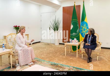 The Countess of Wessex meets the President of the Federal Democratic Republic of Ethiopia Sahle-Work Zewde at the Presidential Palace in Addis Ababa, Ethiopia. Picture date: Friday October 14, 2022. Stock Photo