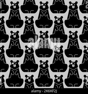 Bear with an eye patch Pattern seamless. One-eyed predator Background. crippled grizzly texture Stock Vector