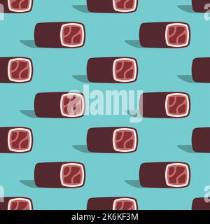Jerky dry-cured sausage Pattern seamless . sujuk meat delicacy Background Stock Vector