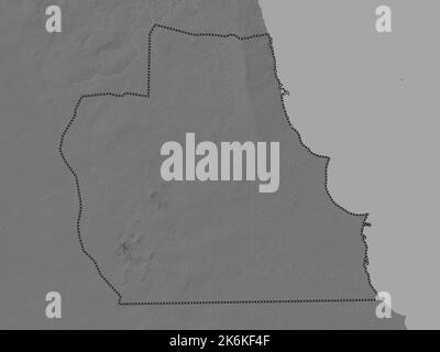 Al Ahmadi, province of Kuwait. Bilevel elevation map with lakes and rivers Stock Photo