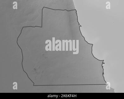 Al Ahmadi, province of Kuwait. Grayscale elevation map with lakes and rivers Stock Photo