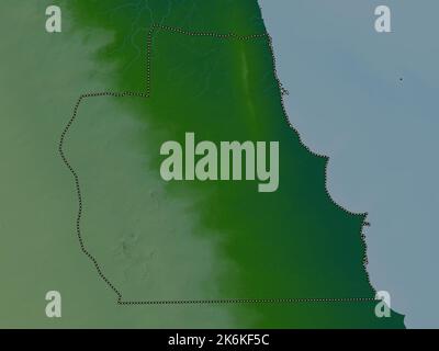 Al Ahmadi, province of Kuwait. Colored elevation map with lakes and rivers Stock Photo