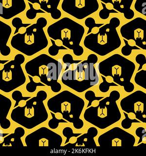 Bear with an eye patch Pattern seamless. One-eyed predator Background. crippled grizzly texture Stock Vector
