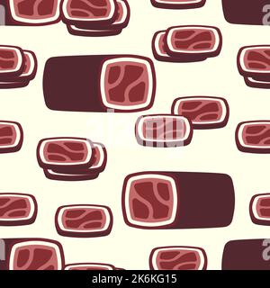 Jerky dry-cured sausage Pattern seamless . sujuk meat delicacy Background Stock Vector