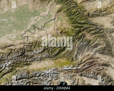 Osh, city of Kyrgyzstan. Low resolution satellite map. Locations and ...
