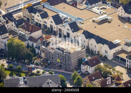 Aerial view, construction site and new residential building at Mendener Straße, shopping center, Neheim, Arnsberg, Sauerland, North Rhine-Westphalia, Stock Photo